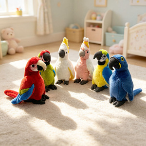 Peluche Pappagallo Macaw Fenicottero, Giocattolo da Compagnia per Bambini, Regalo in Poliestere e Cotone PP - Product Image 1