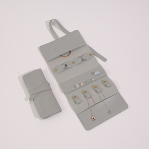 Luxury Handmade Leatherette Jewelry Roll with 3D Gold Logo Waterproof Travel Storage Pouch for Women Jewelry Gift - Product Image 3