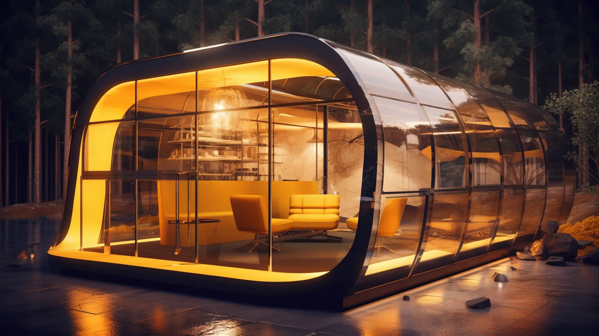 A capsule room is a high-end hotel room decorated capsule room