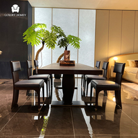 Ensemble de table à manger en bois massif sur mesure de l'usine de Foshan, 6 places, chaises de salle à manger de luxe, ensemble de 6 chaises de luxe pour villa, hôtel, projet