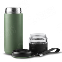 Bouteille d'eau Portable à Double paroi en acier inoxydable 450 sans BPA, facile à torsadé, 304 ML, 2 pièces, séparation pour brassage de thé