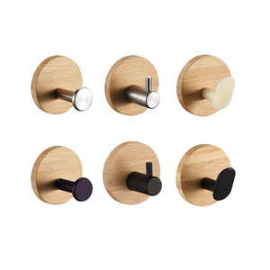 Gancho de madera de bambú de acero inoxidable YOTO Sin perforación Sin rastro Adhesivo fuerte Gancho de toalla de madera <span class=keywords><strong>Puerta</strong></span> de <span class=keywords><strong>baño</strong></span> Muestra gratis - Product Image 1