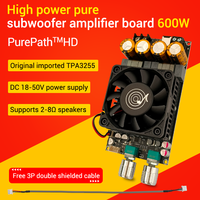 WUZHI AUDIO 6001 carte de module d'amplificateur de haut-parleur de caisson de basses actif filtre passe-bas Mono 600W réglage du Volume de fréquence TPA3255