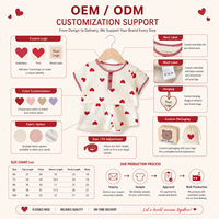 Ensemble 2 pièces short en gaze froissée à imprimé cœurs en coton pour bébés filles – Tenue douce été-automne pour tout-petits