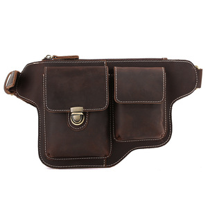 Bolso de cintura de cuero genuino para hombre Tiding, color marrón oscuro, capa superior de piel de vaca, bolso de pecho duradero para uso diario - Product Image 3