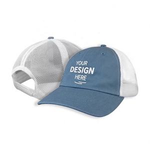 Tucker Hats Gorra de béisbol de malla desgastada Gorra de camionero en blanco de 6 paneles Algodón lavado con estampado de hojaldre - Product Image 1
