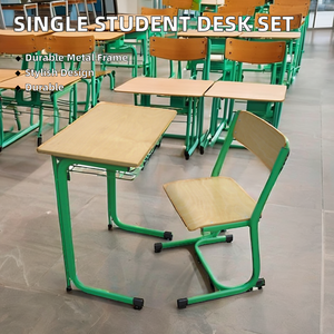 Bureau et chaise d'étudiant modernes pour salles de classe primaires et secondaires, en bois et métal, modèle PT-306E - Product Image 5