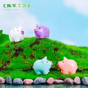 Micro-paysage Weij, jardin de mousse et de plantes succulentes, accessoires décoratifs mignons en forme de petit cochon, miniatures en résine pour table - Product Image 4