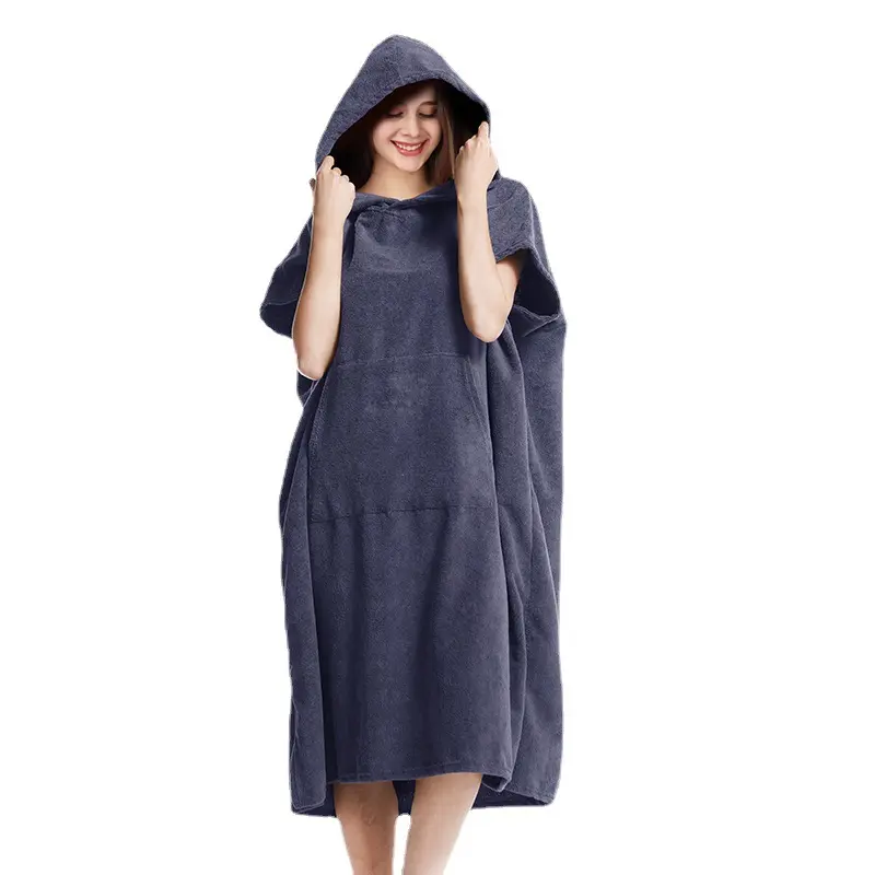 Quick Dry Embroidery Logo Change Robe Hooded Beach Towel Surf Poncho for Sale