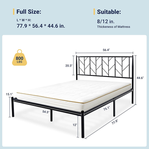 Cabecera de Cama Moderna con Plataforma de Metal Negro para Sala de Estar o Apartamento, con Almacenamiento Debajo de la Cama - Product Image 2
