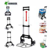 Chariot de bagages à main en aluminium silencieux, personnalisable OEM, avec roues en caoutchouc et fonction pliable pour monter les escaliers