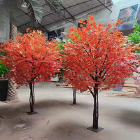 Grand Arbre Artificiel Géant en Fibre de Verre Rouge Érable, Personnalisable, pour Extérieur et Intérieur, Noël et Nouvel An, Direct Usine