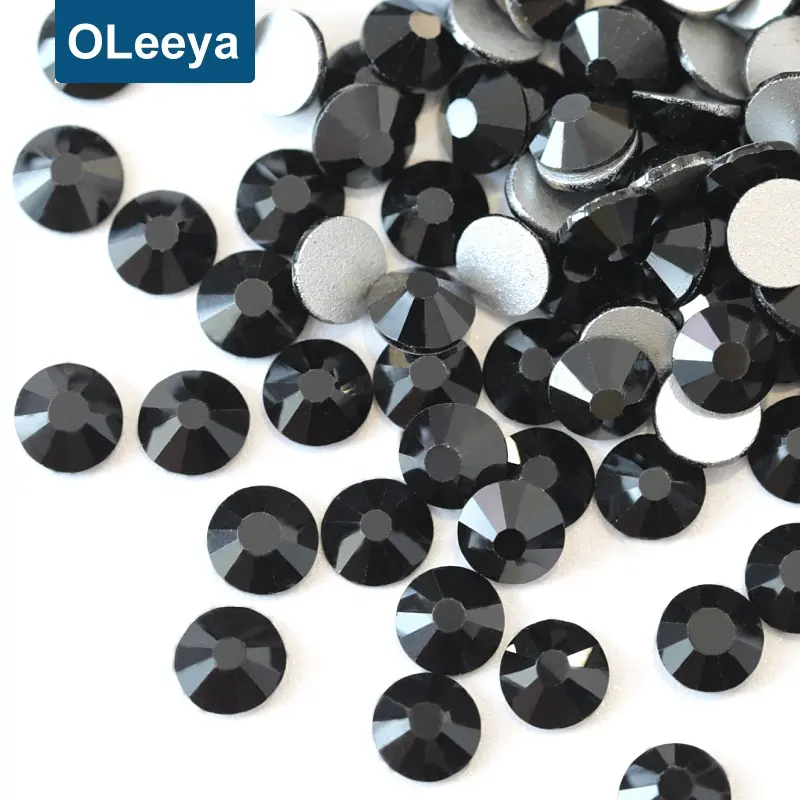 Wholesale Price Top Sale SS3 To SS50 Jet Black Color Flat Back High Quality Nail Art Non Hotfix Crystal Rhinestone for Nails DIY