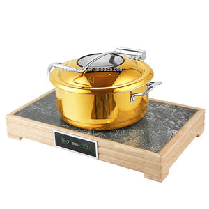 XINGPAI Fournitures de Restauration Chauffe-Plat Électrique Rond Or En Acier Inoxydable Chauffe-Plat <span class=keywords><strong>Buffet</strong></span> Ensemble De Luxe - Product Image 1