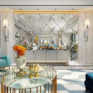 Art Deco Design moderno autoadesivo specchio a mosaico senza cornice esagonale vetro da parete adesivo per specchio da bagno - Product Image 5