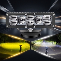 Barre lumineuse LED à 8 lentilles, style double laser, faisceau direct, double couleur jaune et blanc, 12V-60V, super longue portée, étanche, projecteur tout-terrain