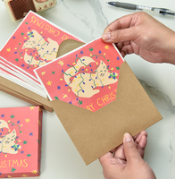 Cartes d'invitation de fête pliées 5*7 en papier couché de qualité supérieure avec impression personnalisée CMKY, cartes de vœux de Noël et enveloppes