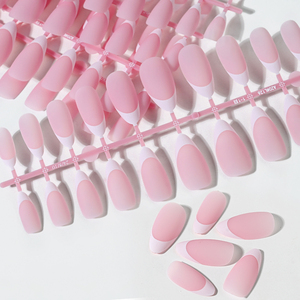 120 pièces <span class=keywords><strong>blanc</strong></span> rose mat amande presse sur ongles français givré doux Gel ongles conseils portable faux ongles cercueil/ovale faux conseils - Product Image 3