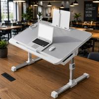 Bureau portable pliable de haute qualité pour ordinateur portable, support réglable en hauteur, table d'appoint portable avec tiroir pour le travail à domicile ou au bureau