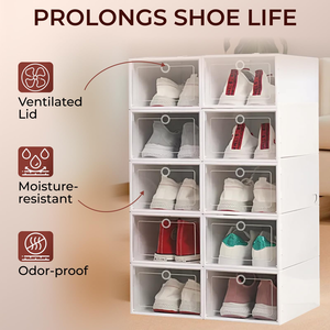 Household White/Black PP Injection Molded Rectangle Foldable Eco-Friendly <b>Stackable</b> Transparent Shoe <b>Storage</b> <b>Box</b> 6-10L Capacity - Product Image 3