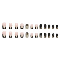 Faux ongles brillants de style Ins, manucure française tendance, pour filles stylées, inspirés de la mode pop européenne et américaine W302