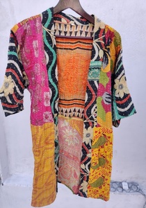 Hecho a mano Kantha acolchado algodón Eury vestido Streetwear Natural Kimono estilo verano silueta suelta estilo Simple - Product Image 4