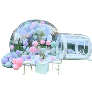 Inflatable trong suốt nhà lều ngoài trời không thấm nước Dome cắm trại cabin thương mại lớp PVC nhà với quạt gió và máy bơm