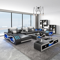 Moderne Design-Wohnlandschaft aus Leder mit LED-Beleuchtung