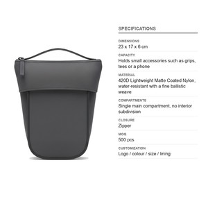 Pochette d'accessoires minimaliste mate pour pickleball 420D légère avec logo personnalisé, vente en gros, pochette pour balles de tennis - Product Image 6