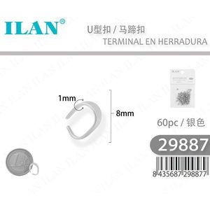 Fibbia a U Ilan 8mm Argento 60pz per Creazione di Gioielli - Product Image 3