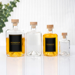 Botella de Vino de la Mejor Calidad al por Mayor, Botella de Licor de Vidrio Transparente Redonda Vacía de 250 ml, 375 ml, 500 ml con Tapón - Product Image 5
