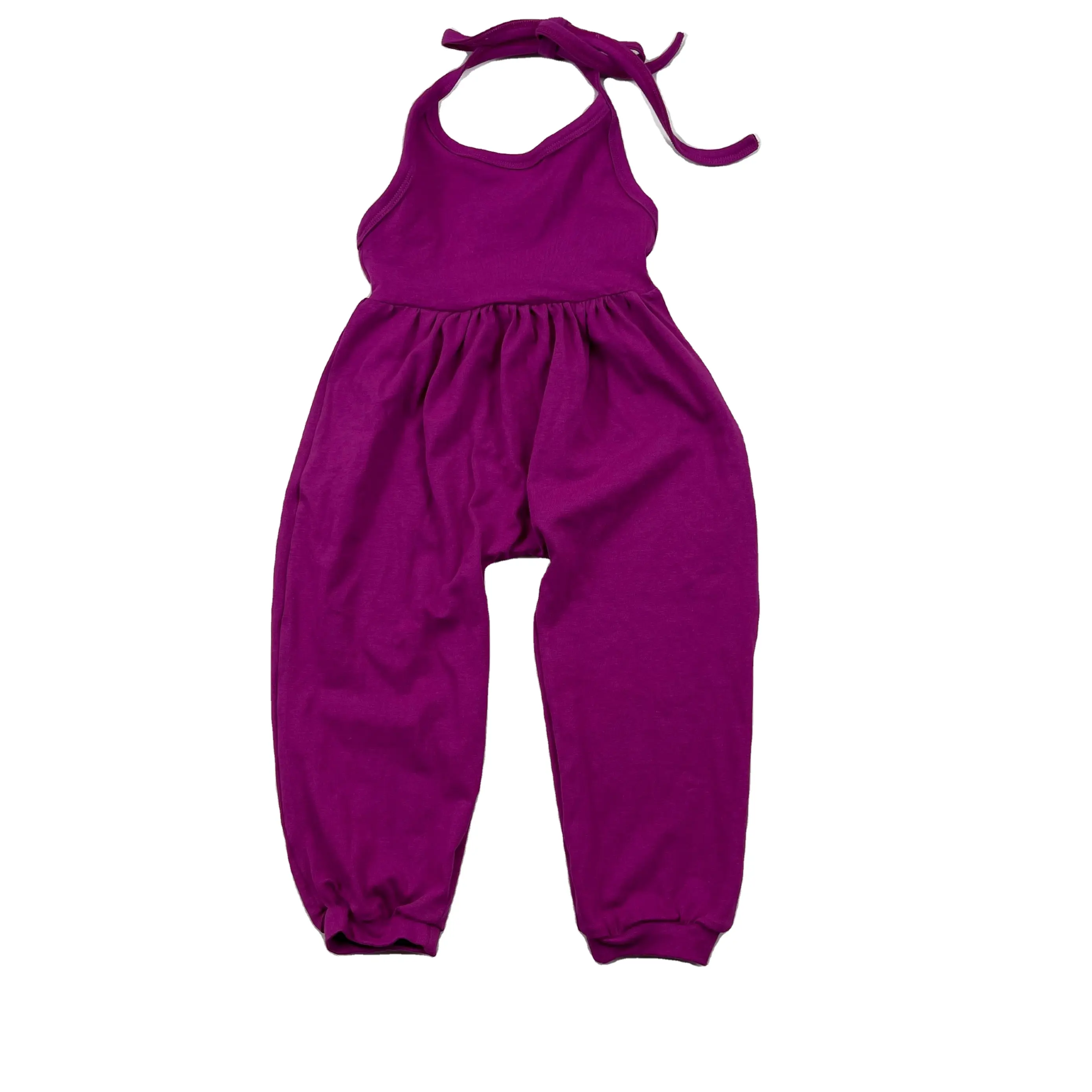 LZ2022Wholesale Fashion Baby One Piece Kleidung einfarbig Neugeborenen Neck holder Jumps uit Baby Girl Schnür Stram pler
