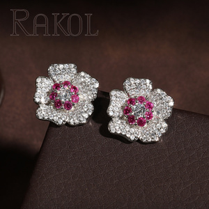 Rakol EP6129 nouvelle Rose rouge déclaration bijoux fleur mariée mariage mode boucles d'oreilles - Product Image 5