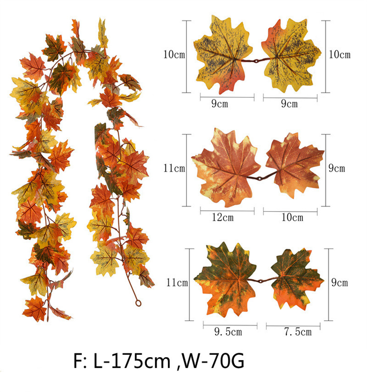 Artificial Autumn Fall Maple Leaves Garland  for Thanksgiving  Home Decoration