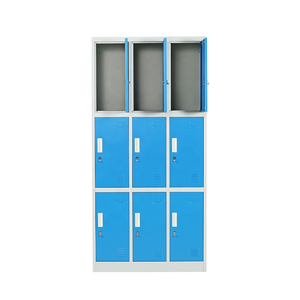 Casier en acier à 9 portes pour personnel scolaire avec serrures à combinaison et à clé – Casiers métalliques pour rangement de vêtements, verrouillables à clé - Product Image 2