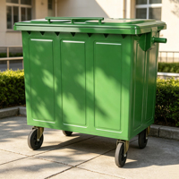 Conteneur à déchets en acier haute résistance 120L, à double paroi, 31 clous de fond, roues à poussée facile pour centre logistique