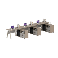 Bureau double poste avec armoire latérale, multiprise et tiroir blanc pour bureau d'équipe – Vente en gros directe usine