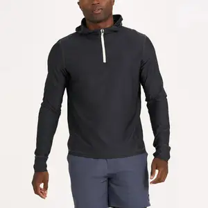 Nieuwe Ontwerp Sport Running Jogging Droog Snel Half Zip Sweater Outdoor Man Golf Hoodie 1/4 Zip Pullover