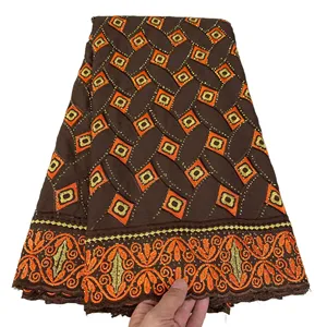 Nouvelle broderie coton tissu <span class=keywords><strong>suisse</strong></span> broderie tissu femmes écharpe dentelle tissu abstrait broderie motif forage à chaud artisanat - Product Image 4