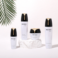 Pot cosmétique de luxe en verre blanc 20g 30g 50g, flacon cosmétique en verre avec capuchon électroplaqué or, ensemble d'emballage pour soins de la peau