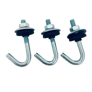 Zinc Plated Factory Price J Type Bolt Roofing Hook Bolt J Hook Bolt With Nut And Washer