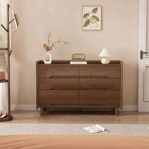 Shulin Furniture Five Drawer Chest Solid Wood <b>Storage</b> <b>Cabinet</b> Walnut Color Bedroom Dresser - Product Image 2