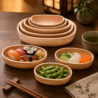 Bol en bois massif d'hévéa multifonctionnel ovale peu profond pour salade, fruits, collations, service, bol en bois naturel pour la maison et la cuisine, cadeau de détail