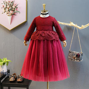 Vestidos de Noche Rojos de Manga Larga de Algodón para Niñas, Modernos, con Diseño Floral Navideño, para Invierno - Product Image 2