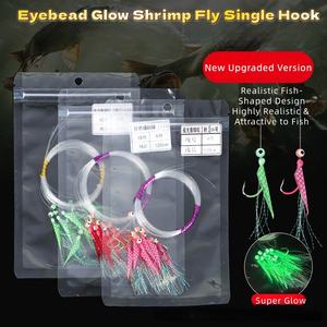 Motif d'écailles de poisson luisant tête noire jaune Croaker mouche de crevettes <span class=keywords><strong>crochet</strong></span> unique avec ligne de leader de 1.2 mètres pour la pêche en mer bateau de pêche - Product Image 2