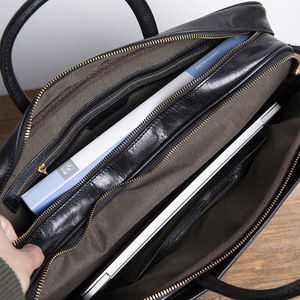 Maletín de Cuero Genuino para Hombre, Bolsa de Negocios Negra, Duradera, para el Trabajo y Viajes, con Compartimento para Portátil - Product Image 4
