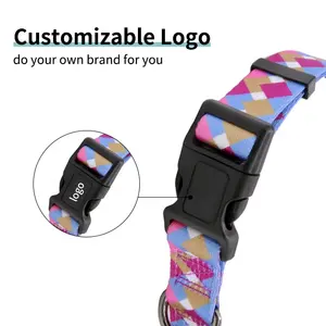 Small Medium Large Plain Polyester Adjustable Soft Pet Dogs Collars Metal Buckle Custom Logo Dog Collar