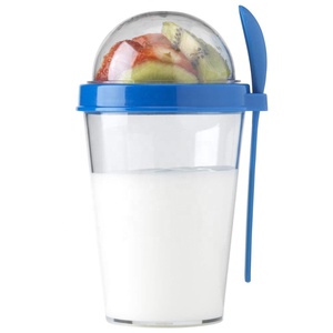 Reusable Custom Cute Plastic Yogurt Cereal Cups with Spoon