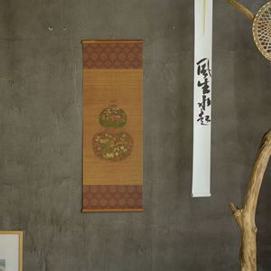 Cuadro de bambú de doble cara con motivos de Qin y florero del tesoro, estilo chino retro, para colgar en la pared, ideal para ceremonia del té. - Product Image 2