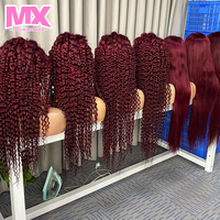 Peluca frontal de encaje 13x6 con ondas corporales, cabello humano, color rojo burdeos 99j, 28 pulgadas, pre-arrancada, sin pegamento, venta al por mayor, Vietnam